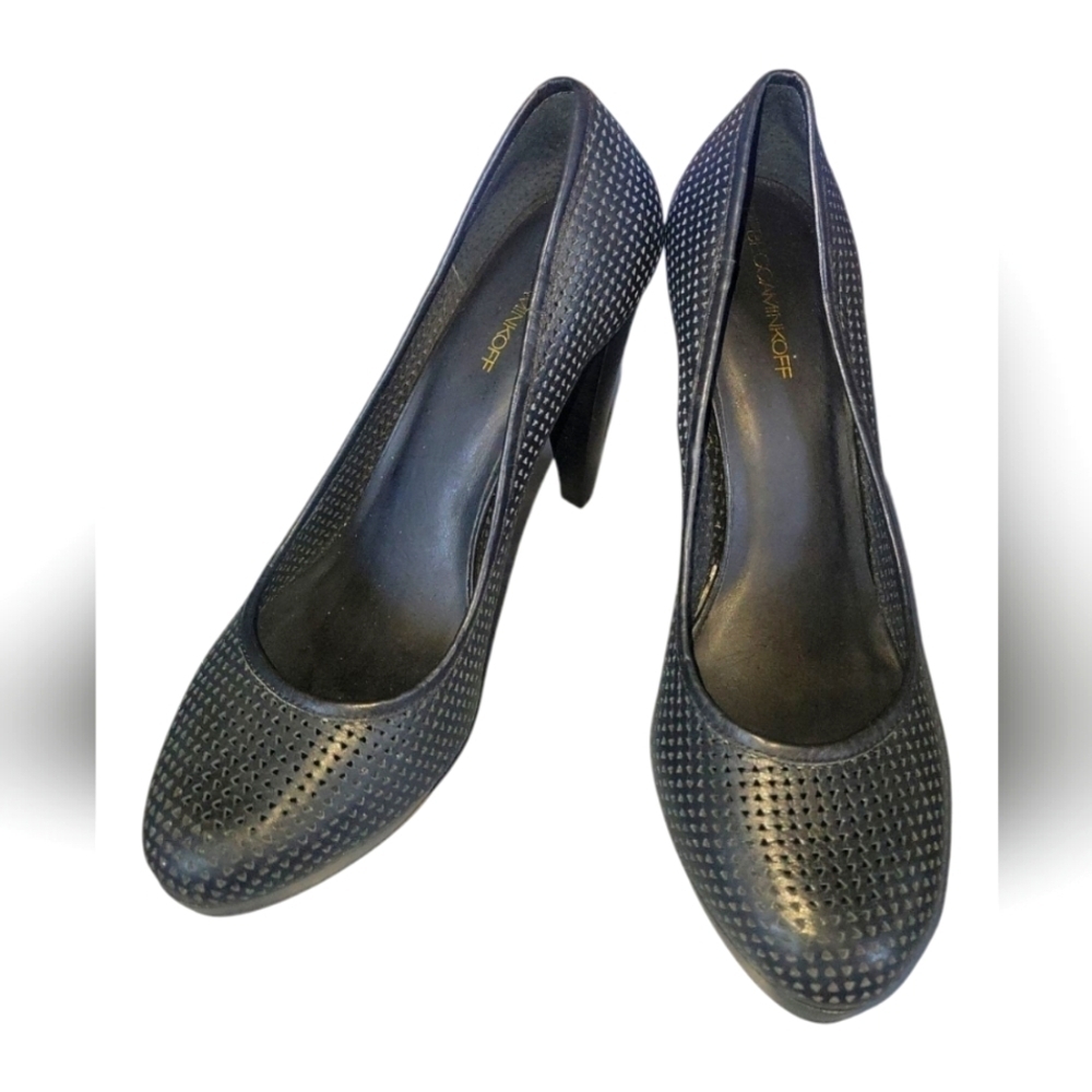 Rebecca Minkoff Women's Leather Laser Cut Platform Stilleto Pumps Sz 10.5